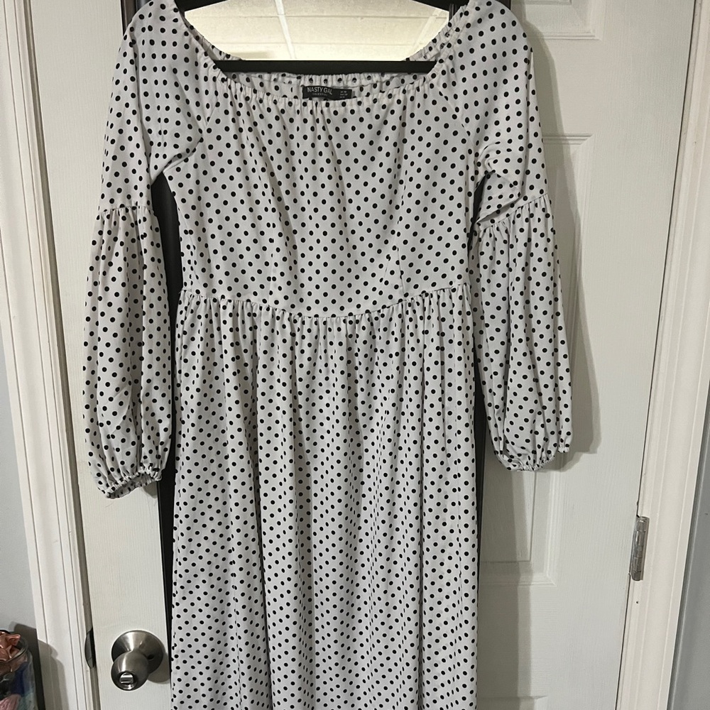 White polka dot dress
